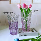 Unbreakable Flower Glass Vase 3.5lb 9.5inch Sparkle vase Bohemian Style, for Centerpieces,Kitchen,Office, Living Room,Wedding,Perfect Home Decor Glass Vase (Gradient Light Purple)