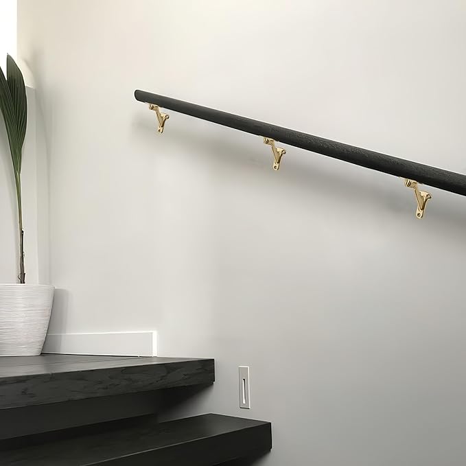 khtumeware 6 Pack 3 Inch Champagne Bronze Hand Rail Bracket Heavy Duty Hardware for Stairways, Home or Office Vintage Stair Support Handrail Brackets