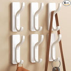 pickpiff Adhesive Wall Coat Hooks - Heavy Duty Stick-On Door Hanger, Metal Hook for Hanging Towel,Purse, Robe, Backpack, Jacket, Clothes - for Bathroom,Dorm, Closet, Kitchen - White, 6 Pack