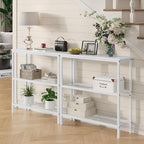 HOOBRO 29.5" Narrow Console Table, 3 Tier Entryway Table with Shelves, Thin Sofa Table, Behind Couch Table, Display Side Table, for Hallway, Entrance, Living Room, White WH73XG01