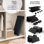 Storage Ottoman Bench with Bins, 30-in Storage Bench for Bedroom End of Bed, Folding Foot Rest Ottoman for Living Room Max 660lbs, Fabric Ottomans, Black