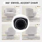CANMOV Swivel Accent Chair with Armrest, Modern 360 Degree Swivel Barrel Chair with Curve Back and Soft Cushion,Comfy Fabric Round Armchair Single Sofa for Living Room,Bedroom,Waiting Room,Grey