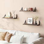 YGEOMER 16.5 Inch Floating Shelves for Wall, Farmhouse Wall Shelves for Bedroom, Bathroom Storage, Living Room and Kitchen Decor (Set of 6 Brown)