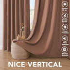 H.VERSAILTEX Linen Blackout Curtains 108 Inches Long 100% Blackout Thermal Insulated Textured Linen Look Curtain Draperies Anti-Rust Grommet, Energy Saving with White Liner, 2 Panels, Washed Spice