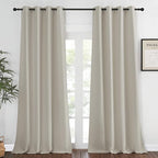NICETOWN Blackout Curtain for Living Room, Thermal Insulated Solid Grommet Sound Reducing Energy Saving Window Treatment for Bedroom/Dining Room, Natural, 1 Panel, W52 x L90