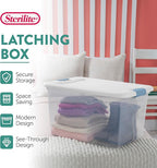 Sterilite 12-Pack Latching Box, Clear Plastic Organizer Bins with White Lids, 64 Quart – Large Stackable Containers for Closet, Bedroom, Garage, Kitchen, and Pantry Organization