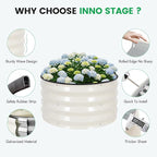 INNO STAG 3 Pcs Round Galvanized Raised Garden Bed — 2×2×1ft Planter Box Outdoor Raised Beds Kit for Gardening Vegetables, Fruits, Herbs, and Flowers, White