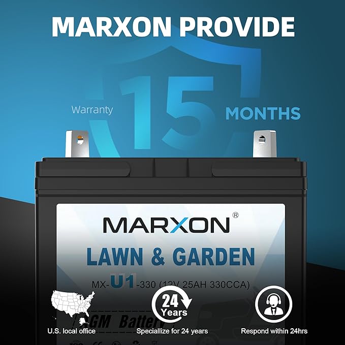 MARXON U1 12v 330CCA Riding Lawn Mower Battery, Garden Tractors Battery Maintenance Free AGM Batteries Compatible with Troy-Bilt John Deere Toro Cub Cadet Craftsman Ariens Poulan Pro Massey Ferguson