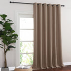 NICETOWN Room Divider Curtain 132 Inches Long, Wide Blackout Sliding Door Curtain for Bedroom, Room Darkening Privacy Window Curtain for Patio Door (1 Panel Set, Cappuccino, 80 x 132 Inch)