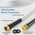 SPECILITE 75 FT Garden Hose, 304 Stainless Steel Metal Heavy Duty Flexible Water Pipe, Kink Free, Durable, Lightweight for Yard, Outdoor with Rubber Grip