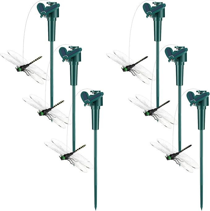 6 Pcs Solar Flying Moving Fluttering Waterproof Garden Stakes Decorations for Home Yard Pathway Garden Landscape Christmas Outdoor Indoor Centerpieces Gift Decorations (Dragonfly)