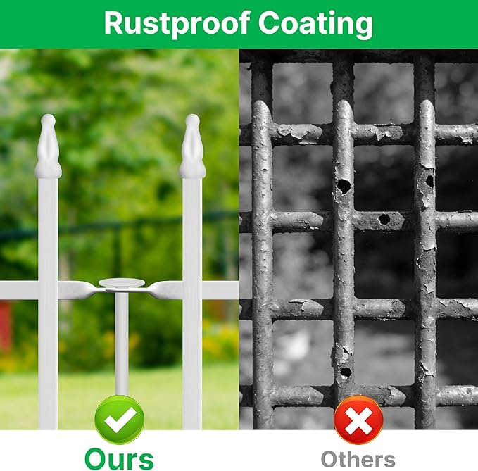 Metal Decorative Garden Fence 36" H x 28" W (5 Panels, Total Length 11.6 feet), Metal Border Folding Fence, Landscape Fencing Dog Fence Pet Fence for Flower Bed, Yard, Animal Barrier (White)