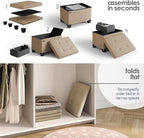 Storage Ottoman Cube with Small Bin, 16-in Square Ottoman with Storage for Living Room and Bedroom, Small Ottomans Foot Rest, Fabric Foot Stools Ottomans Max 330lbs, Taupe