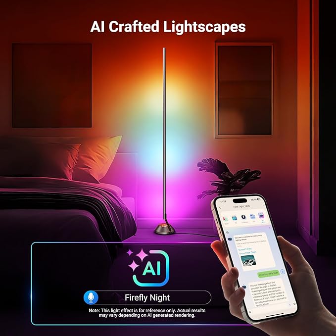 NEEWER NF01 Smart LED Floor Lamp,1500lm 16 Million Color RGBW Standing Corner Light, Compatible with Google Assistant Alexa, APP/AI Custom/Music Sync, Ambience Lighting for Living Bedroom Home Decor