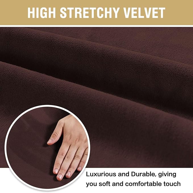 H.VERSAILTEX Velvet Dining Chair Covers Stretch Chair Covers for Dining Room Set of 6 Parson Chair Slipcovers Chair Protectors Covers Dining, Soft Thick Solid Velvet Fabric Washable, Brown