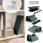 Storage Ottoman Bench with Bins, 30-in Storage Bench for Bedroom End of Bed, Folding Foot Rest Ottoman for Living Room Max 660lbs, Velvet Ottomans, Green