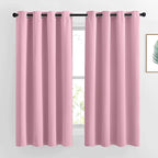 NICETOWN Blackout Curtains for Kids Room - Triple Weave Microfiber Home Thermal Insulated Solid Ring Top Blackout Panels/Drapes for Bedroom(Crystal Pink, Set of 2, 52 x 63 Inch)