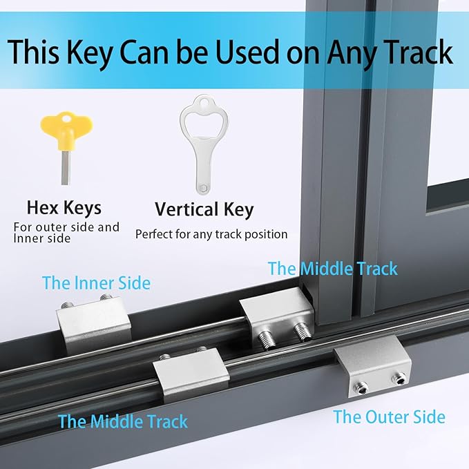 ZRFCXE Window Locks,12 Pack Sliding Window Locks with Key for Vertical & Horizontal Sliding Windows Doors,Easv to Install,Adjustable Security Window Lock for Patio Bedroom Home and Office (Silver)
