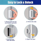 2Pack AceMining Door Reinforcement Lock Withstands 800lbs of Force - Silver Extra Child Proof Door Lock Drilling Required,Prevents Unauthorized Entry,Add a Door Security Lock for Home Safety & Privacy