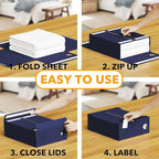 SpaceAid 12 Pack Bed Sheet Organizers and Storage, Foldable Linen Closet Organizer, Set Folder Keeper With Window XL (Queen & King Size) Bedding Container (Navy Blue)
