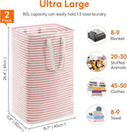 Lifewit 2 Pack Laundry Basket 80L Each, Collapsible Clothes Hamper with Reinforced Handles, Freestanding Waterproof Design for Bedroom and Laundry Room, Pink&Blue 160L Total