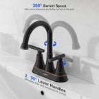 Bathroom Faucets for Sink 3 Hole, Hurran 4 inch Oil Rubbed Bronze Bathroom Sink Faucet with Pop-up Drain and Supply Hoses, Stainless Steel Lead-Free Centerset Faucets for Vanity RV, 2 Pack