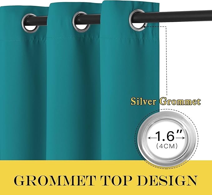 NICETOWN Extra Wide Blackout Peacock Teal Sliding Door Curtain - Thermal Curtains Room Divider Drape Light & Sound Blocking Blackout Window Treatment for Living Room & Bedroom (W100 x L108, 1 Panel)