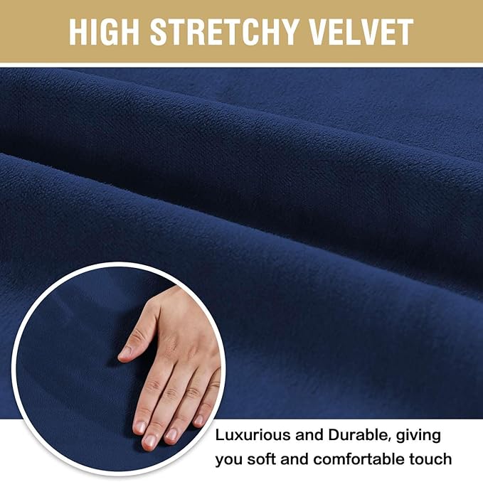 H.VERSAILTEX Velvet Dining Chair Covers Stretch Chair Covers for Dining Room Set of 4 Parson Chair Slipcovers Chair Protectors Covers Dining, Soft Thick Solid Velvet Fabric Washable, Navy