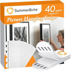 Picture Hanging Strips 40 Strips, Damage Free Removal, Wall Poster Picture Hangers Without Nails, Sticky Hook & Loop Adhesive Strips for Poster/Picture/Home/Office, 20 Pairs/Medium, White