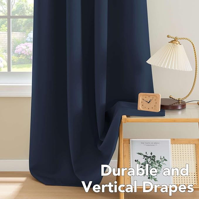 H.VERSAILTEX Premium Blackout Thermal Insulated Room Darkening Curtains for Bedroom/Living Room - Classic Grommet Top (2 Panels, Navy, 52 Inch by 54 Inch)