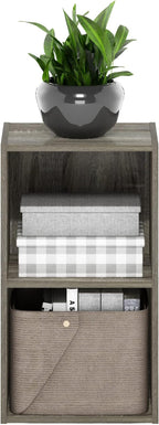 Furinno PASIR Book Shelf, 2-Tier Modern Bookshelf, Open Shelves Bookcase 9 x 12 x 21, Easy Assembly, for Living Room, Bedroom, Home Office, French Oak