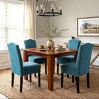 H.VERSAILTEX Velvet Dining Chair Covers Stretch Chair Covers for Dining Room Set of 2 Parson Chair Slipcovers Chair Protectors Covers Dining, Soft Thick Solid Velvet Fabric Washable, Peacock Blue