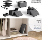 Storage Ottoman Cube with Small Bin, 16-in Square Ottoman with Storage for Living Room and Bedroom, Small Ottomans Foot Rest, Fabric Foot Stools Ottomans Max 330lbs, Grey