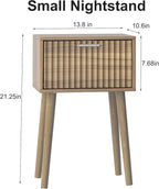 LAATOOREE Nightstands Set of 2, Small Size Side End Table, Bedside Table with Fluted Door, Solid Wood Feet; for Bedroom, Small Bed
