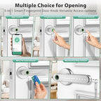 Smart Door Lock with Knob, Keyless Entry Door Locks with Handle, Fingerprint Door Knob for Bedroom/Front Door/Apartment,Generate Passcode Remotely Silver