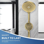 Dual Handheld Shower Head Combo, 2-in-1 Rain Shower Heads System 8 Inch Rainfall Shower Head and 10 Modes High Pressure Hand Held Showerhead with Built-in Power Wash
