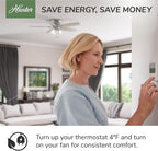 Hunter 52 inch Indoor Ceiling Fan with LED Light - White Ceiling Fan with Pull Chain, For Bedroom or Living Room, Standard Mount, No Remote, 5 Blades, Includes Bulbs - Builder Deluxe 53089, White