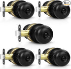Estmoon 5 Pack Interior Door Knobs Black Privacy Door Handle, Keyless Door Locks for Interior Doors Locks for Bedroom/Bathroom, Interior Lockset for Left/Right Handled Doors