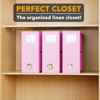 SpaceAid 3 Pack Bed Sheet Organizers and Storage, Foldable Sheet Organizer for Linen Closet, Set Folder Keeper with Window XL (Queen & King Size) Bedding Container (Pink, 3 Pack)