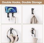 pickpiff Adhesive Wall Coat Hooks - Heavy Duty Stick-On Door Hanger, Metal Hook for Hanging Towel,Purse, Robe, Backpack, Jacket, Clothes - for Bathroom,Dorm, Closet, Kitchen - Black, 6 Pack