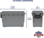Sheffield 12792 2-Pack Ammo Storage Box, Stackable .30 Cal Field Boxes, Water and Dust Resistant, Lockable Storage Box with Handle, Secures Hunting Gear, Supplies, and Bullets, Made in USA, Gray