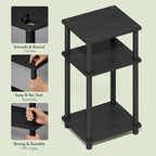 Furinno Turn-N-Tube Side Table, 3-Tier End Table with Open Shelf, Toolless Assembly Night Stand, Bedside Table, for Living Room, Bedroom, Dark Americano
