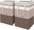 HomeHacks 2-Pack Large Laundry Basket, Waterproof, Freestanding Laundry Hamper, Collapsible Tall Clothes Hamper with Extended Handles for Clothes Toys in the Dorm and Family (Brown, 88L)