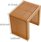 Small Bamboo Dining Bench, 17inch Farmhouse Decor Indoor Kitchen Table Bench, Entryway Shoe Rack Bench, Outdoor Bench, Solid Bamboo Benches for Living Room, Hallway, Bedroom, Bathroom