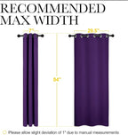 NICETOWN Blackout Curtain Panels for Kids Room, Triple Weave Home Decoration Thermal Insulated Solid Ring Top Blackout Curtains/Drapes (Set of 2, 34 x 84 inches, Royal Purple)
