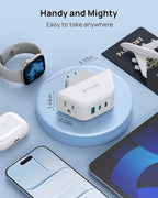 TROND Outlet Extender with 360 Rotating Plug, 2 AC Outlet Splitter with PD 20W USB C, 3-Side Design Wall Plug Adapter, for Bathroom Kitchen Cruise Ship Travel Essentials, White