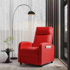 Homall Recliner Chair, Recliner Sofa for Adults, Recliners Home Theater Seating with Lumbar Support, Reclining Sofa Chair for Living Room (Leather, Red)