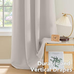 H.VERSAILTEX Room Darkening Curtains for Bedroom Thermal Insulated Living Room Curtains 102 Inch Long Grommet Privacy Protection Window Curtain Panels/Drapes for Nursery, 2 Panels, Ivory/Cream
