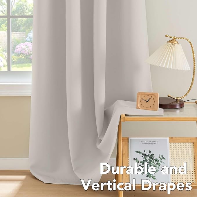 H.VERSAILTEX Room Darkening Curtains for Bedroom Thermal Insulated Living Room Curtains 102 Inch Long Grommet Privacy Protection Window Curtain Panels/Drapes for Nursery, 2 Panels, Ivory/Cream