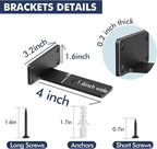 4 Pack Floating Shelf Brackets, 4 Inch Heavy Duty Industrial Shelf Bracket, Black Metal L Brackets for Shelves Support DIY(1/5 Inch Thicked)
